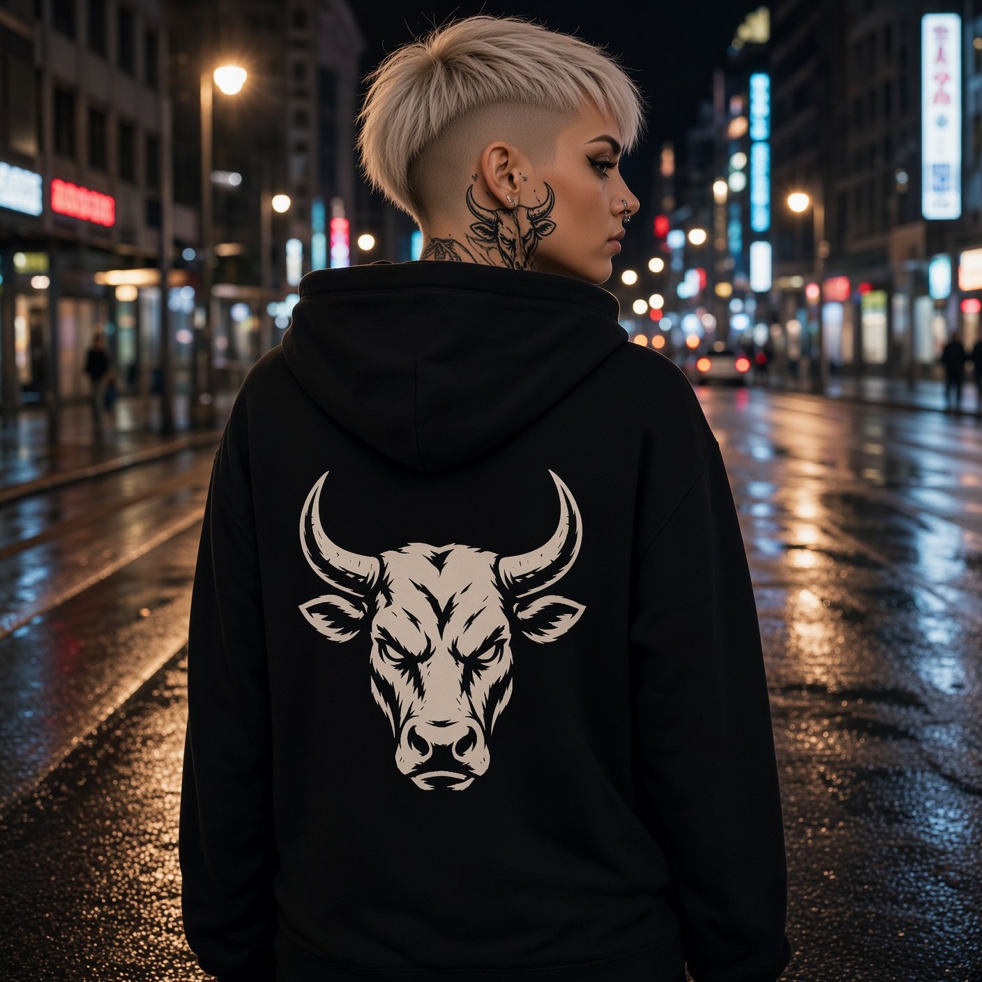 TECHNO BULL · Hoodie schwarz · hinten · am Model