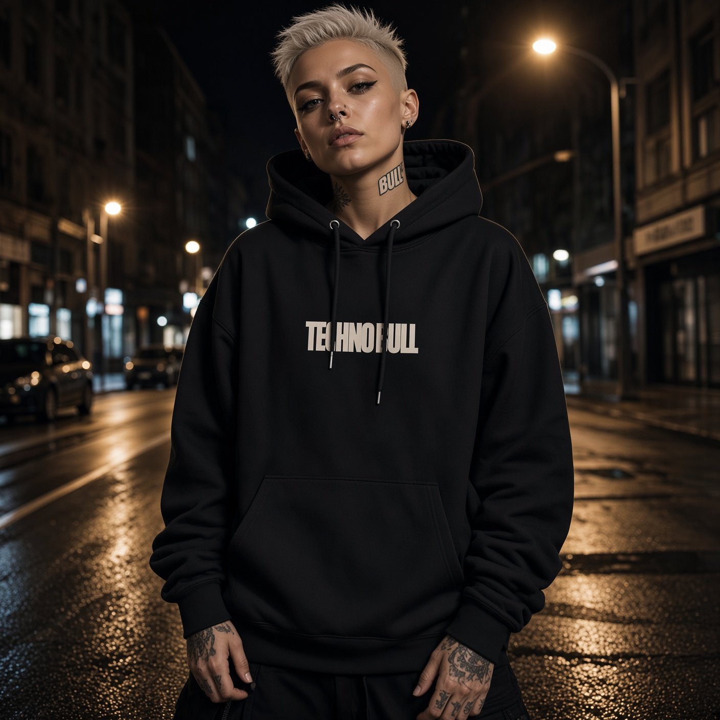 TECHNO BULL · Hoodie schwarz · vorne · am Model