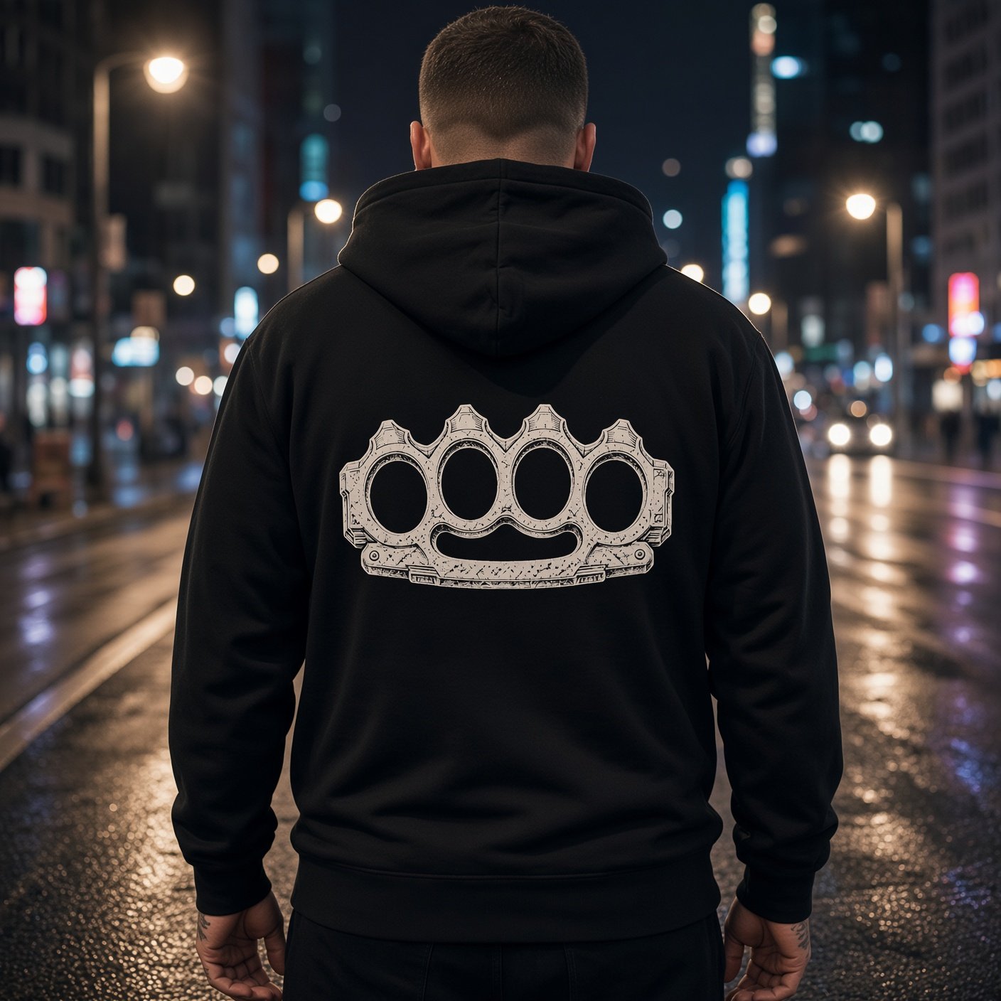 TECHNO FOTZE · Hoodie schwarz · hinten · am Model